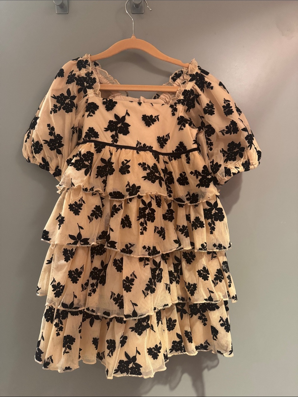 Champagne and black embroidery dress